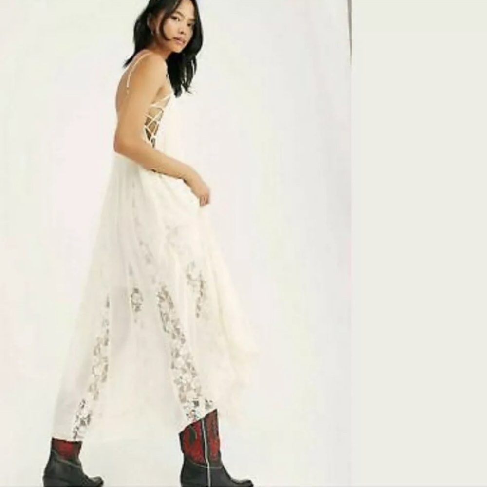 Free People White Lace Midi Dress